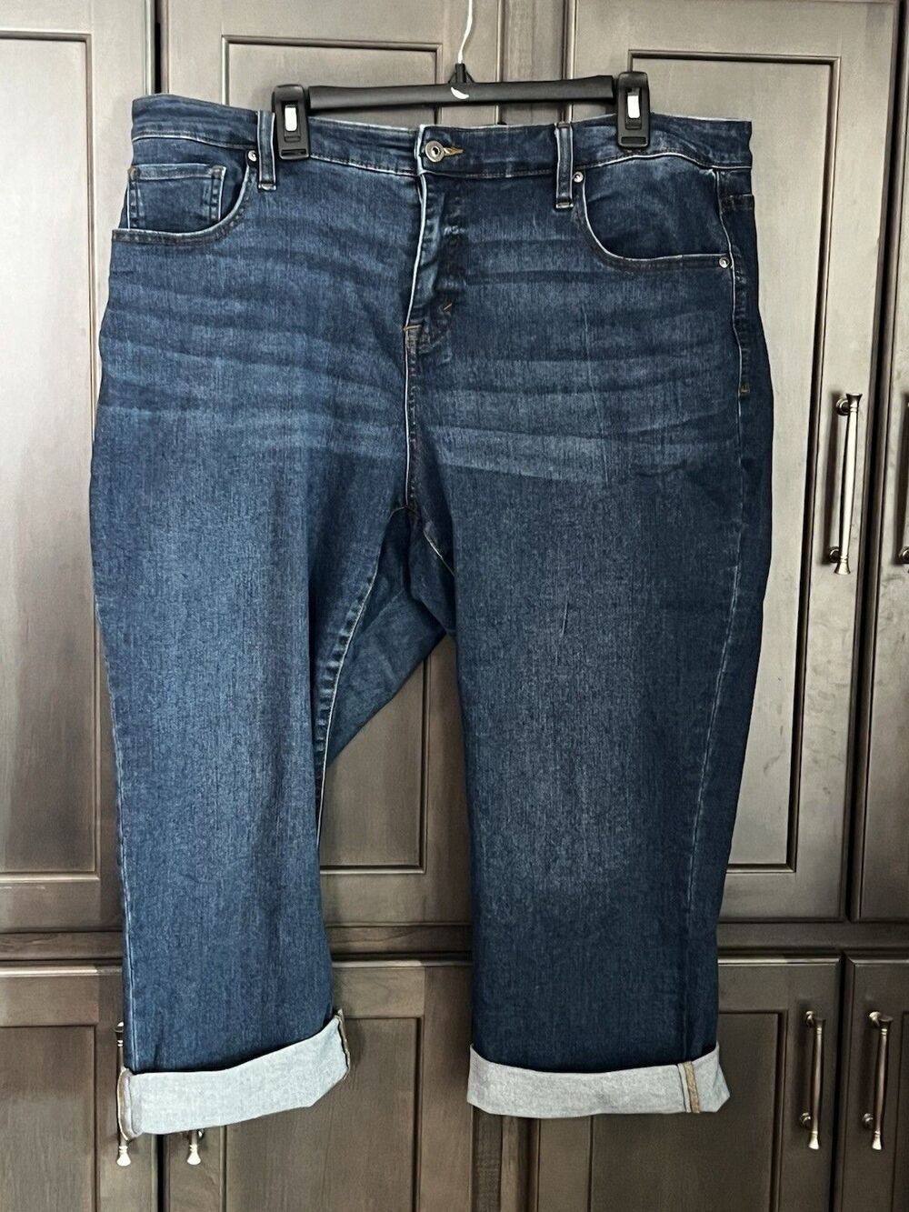 Style & Co Curvy Capri Jeans Womens 18W Plus Blue Denim Cropped Mid Rise Stretch